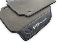 Gray Floor Mats For Ferrari F8 Tributo 2019-2022 With Carbon Leather - AutoWin
