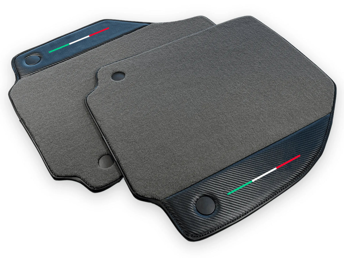 Gray Floor Mats For Ferrari F8 Tributo 2019-2022 With Carbon Leather - AutoWin