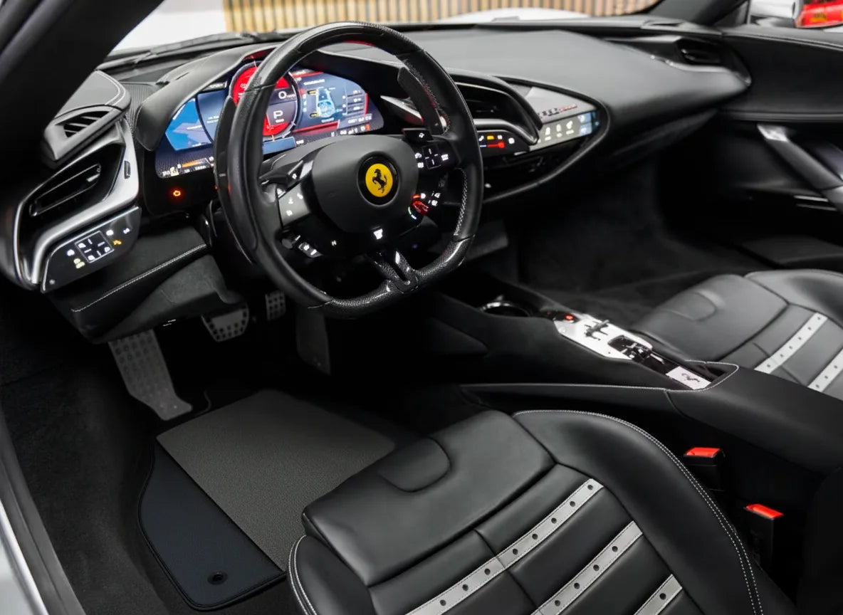 Gray Floor Mats for Ferrari SF90 Stradale (2019-2024) with Leather