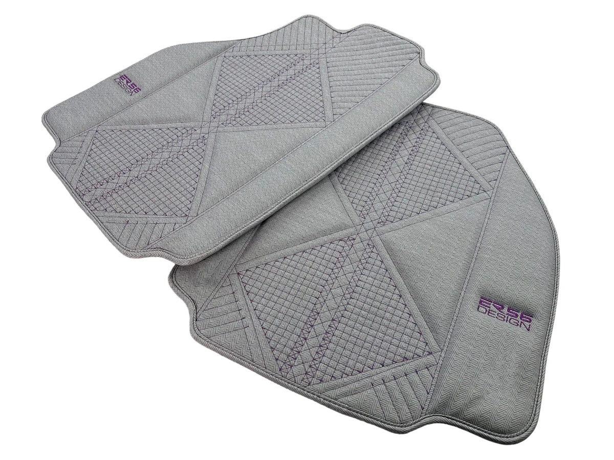 Gray Leather Floor Mats For Ferrari 488 Pista Spider (2019-2021) ER56 Design