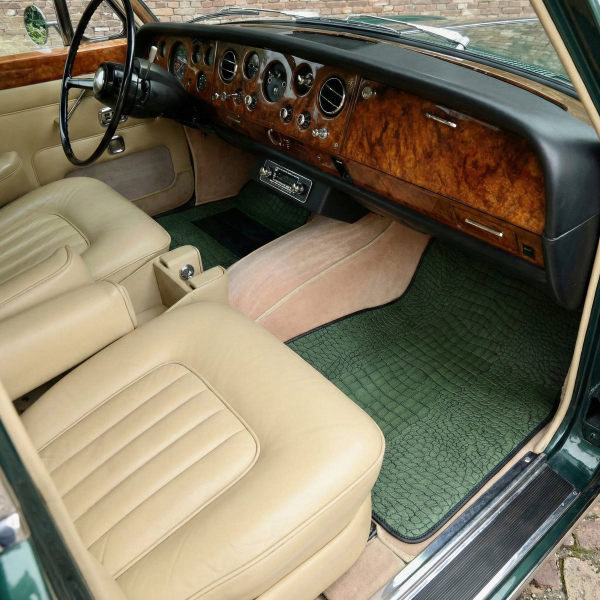Green Leather Floor Mats for Rolls-Royce Shadow (1965-1977)