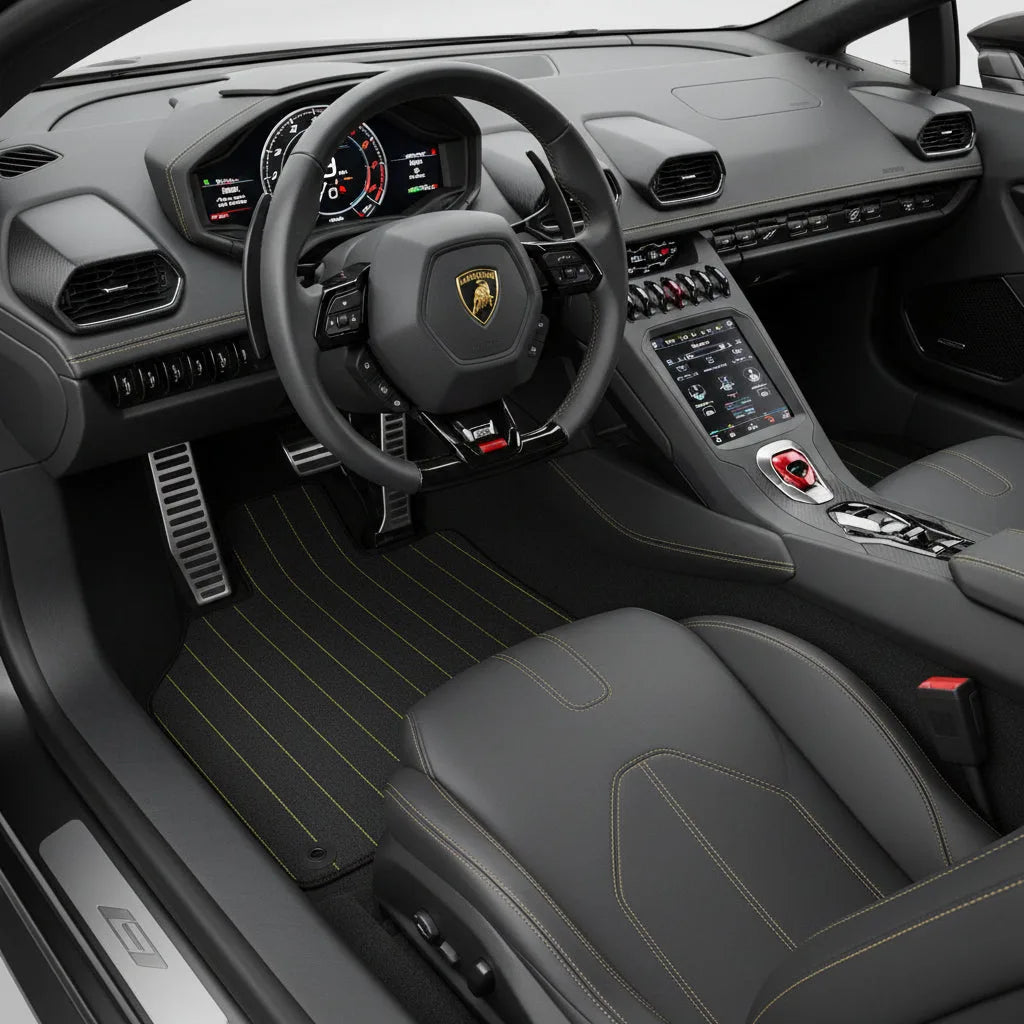 Interior look of floor mats for Lamborghini Huracan EVO (2019-2024)