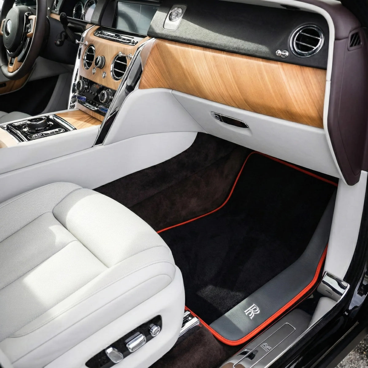 Interior look of floor mats for Rolls Royce Cullinan (2018-2025with Leather | Various Trim Colors
