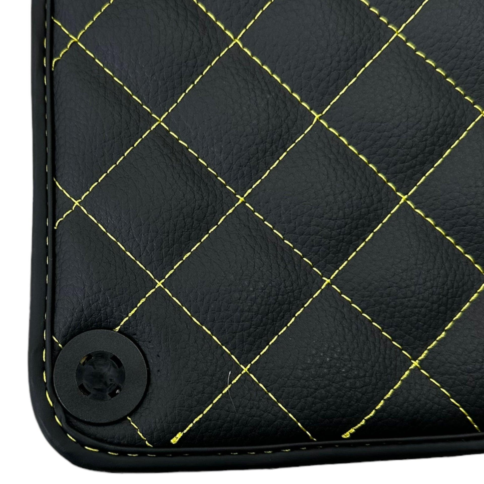 Leather Black Floor Mats for Lamborghini Gallardo Yellow Sewing | ER56 Design - AutoWin