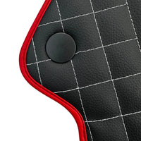 Leather Floor Mats for Ferrari 458 GT2 with White Sewing and Red Trim | ER56 Design - AutoWin