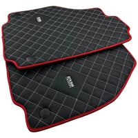 Leather Floor Mats for Ferrari 458 GT2 with White Sewing and Red Trim | ER56 Design - AutoWin