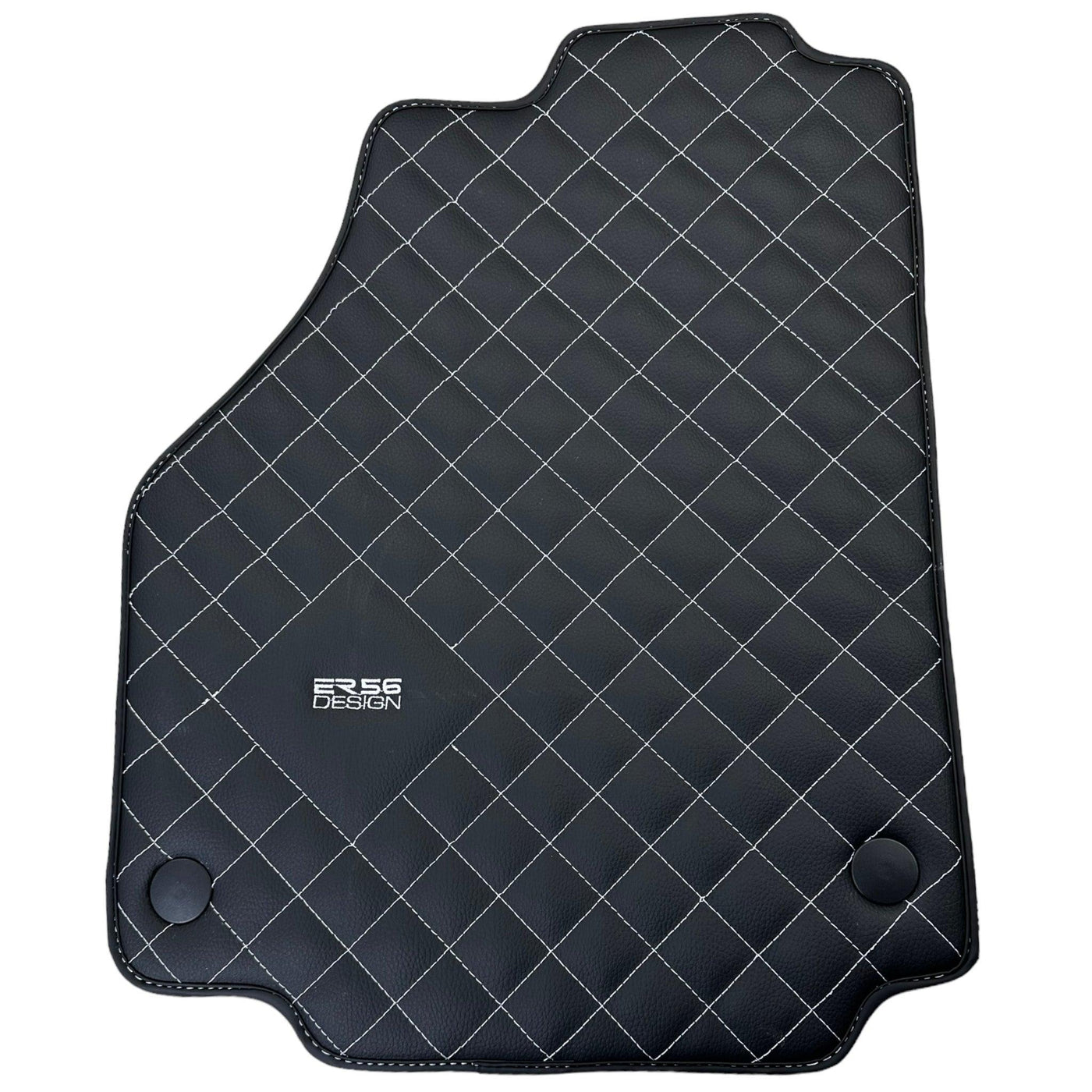 Leather Floor Mats for Ferrari 458 GT2 with White Sewing ER56 Design - AutoWin