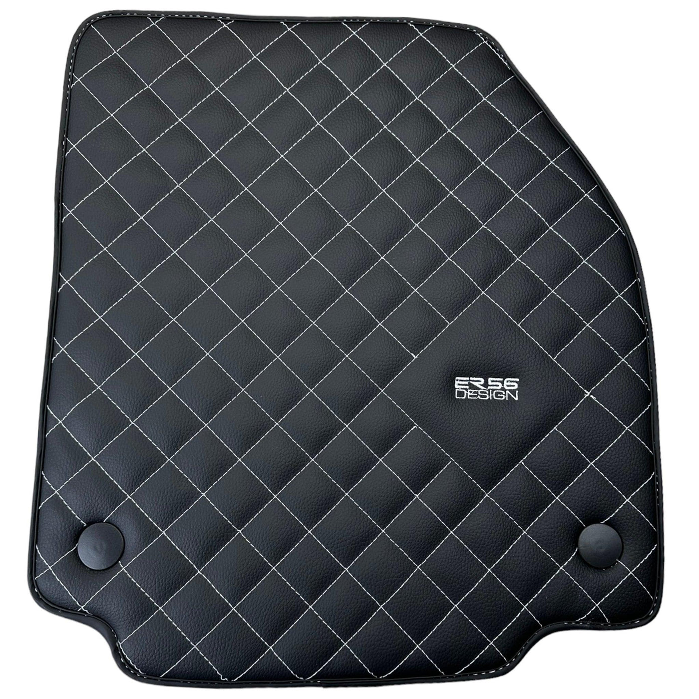 Leather Floor Mats for Ferrari 458 Italia (2009-2015) with White Sewing ER56 Design - AutoWin