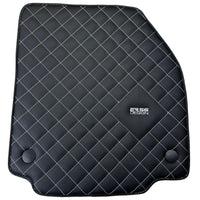 Leather Floor Mats for Ferrari 458 Italia (2009-2015) with White Sewing ER56 Design - AutoWin