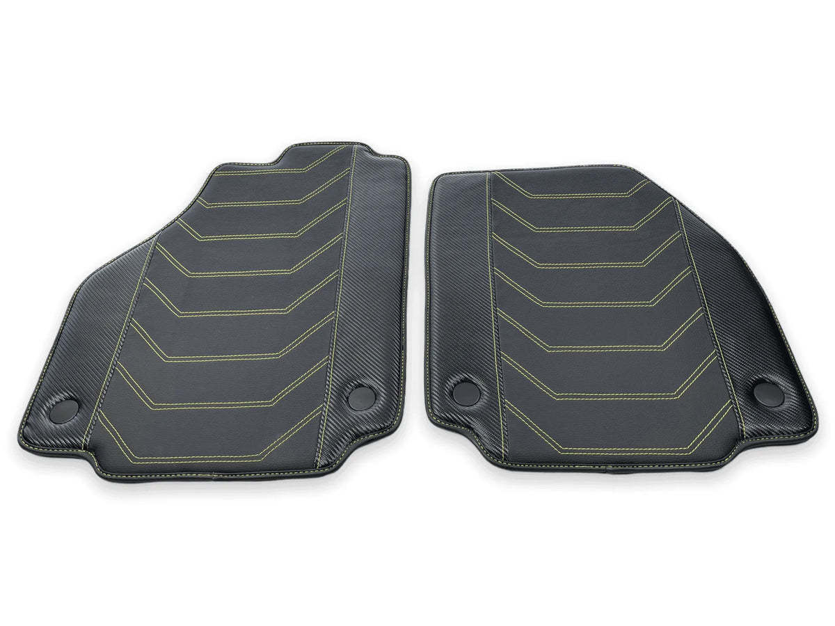 Leather Floor Mats For Ferrari 488 GTB 2015-2022 Yellow Sewing
