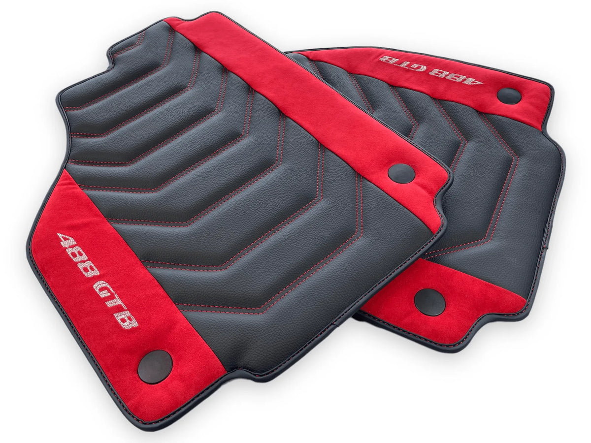 Leather Floor Mats For Ferrari 488 GTB 2015-2022 - AutoWin