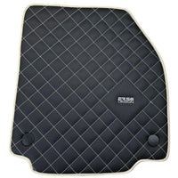 Leather Floor Mats for Ferrari 488 Spider 2015-2022 with White Sewing ER56 Design | Beige Trim - AutoWin