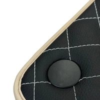 Leather Floor Mats for Ferrari 488 Spider 2015-2022 with White Sewing ER56 Design | Beige Trim - AutoWin