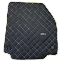 Leather Floor Mats for Ferrari 488 Spider 2015-2022 with White Sewing ER56 Design | Beige Trim - AutoWin