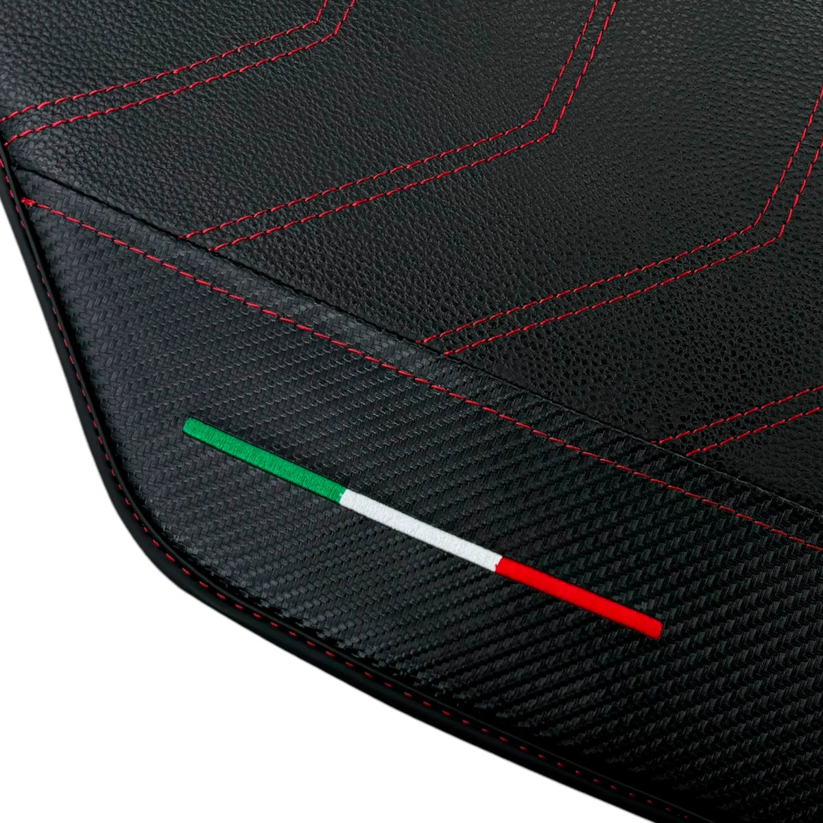 Leather Floor Mats For Ferrari 488 Spider (2016-2022) With Carbon Fiber | Italian Edition