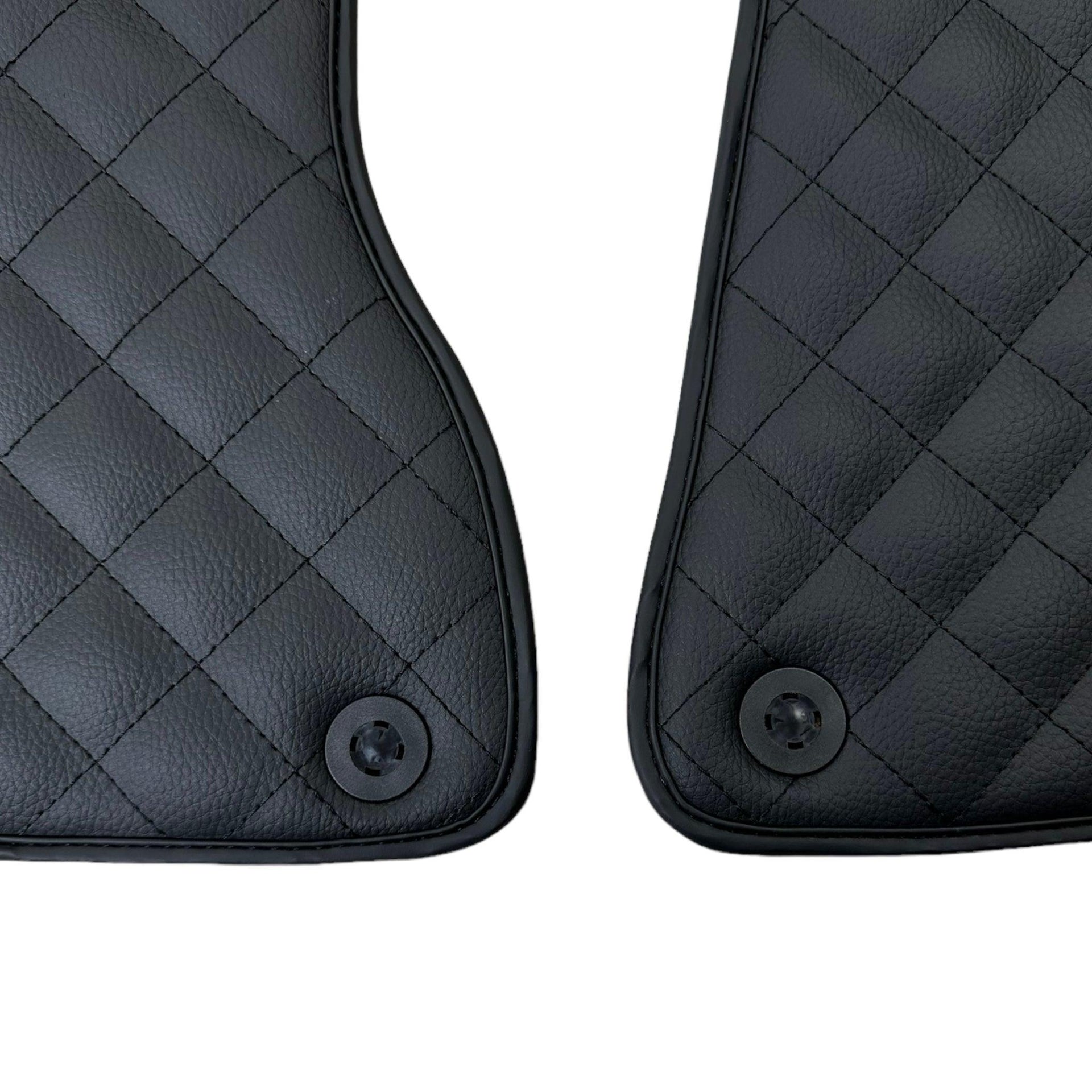 Leather Floor Mats for Ferrari California T (2015-2018) Black Sewing ER56 Design - AutoWin
