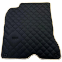 Leather Floor Mats for Ferrari California T (2015-2018) Black Sewing ER56 Design | Beige Trim - AutoWin