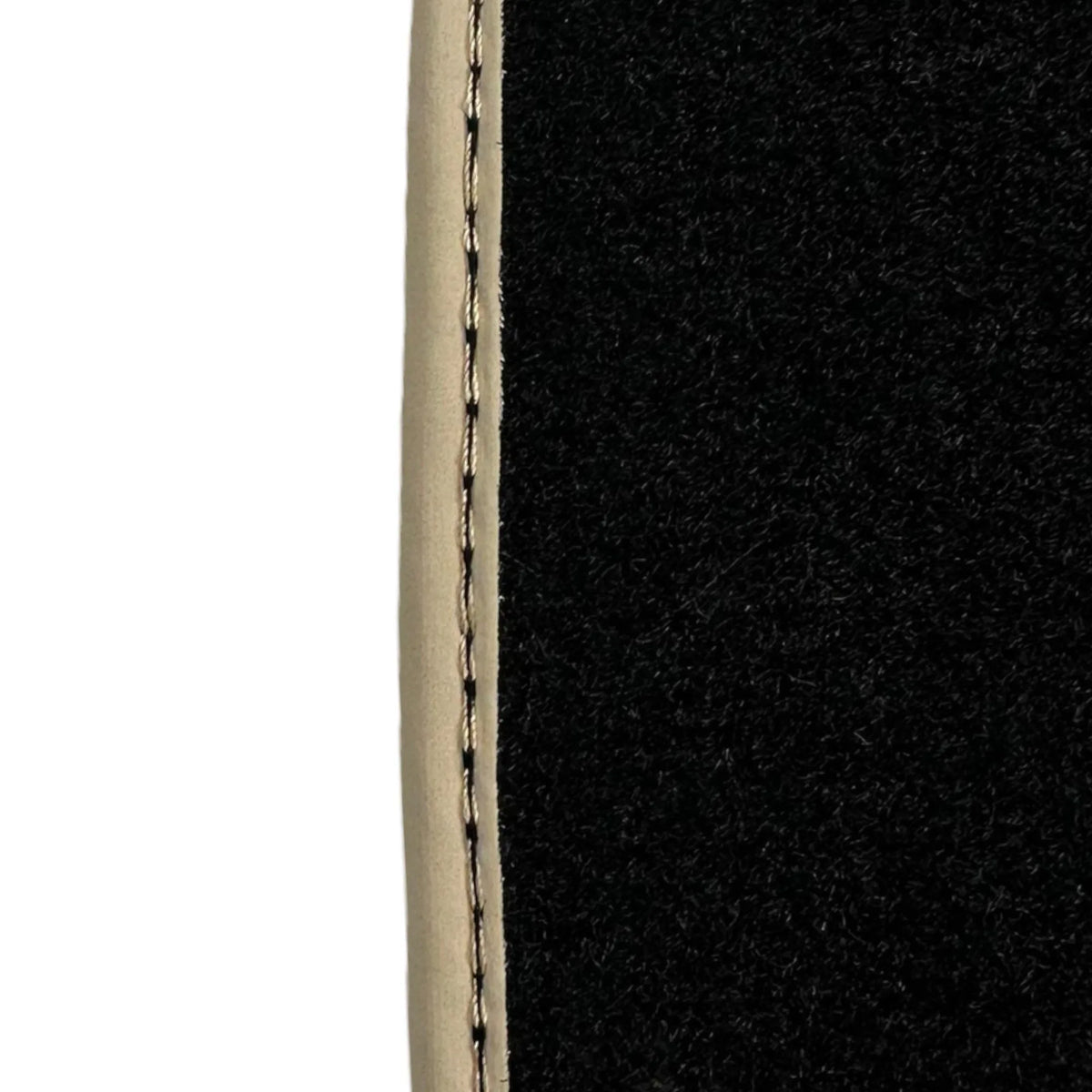 Leather Floor Mats for Ferrari California T (2015-2018) Black Sewing ER56 Design | Beige Trim - AutoWin
