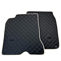 Leather Floor Mats for Ferrari California T (2015-2018) Black Sewing ER56 Design | Beige Trim - AutoWin