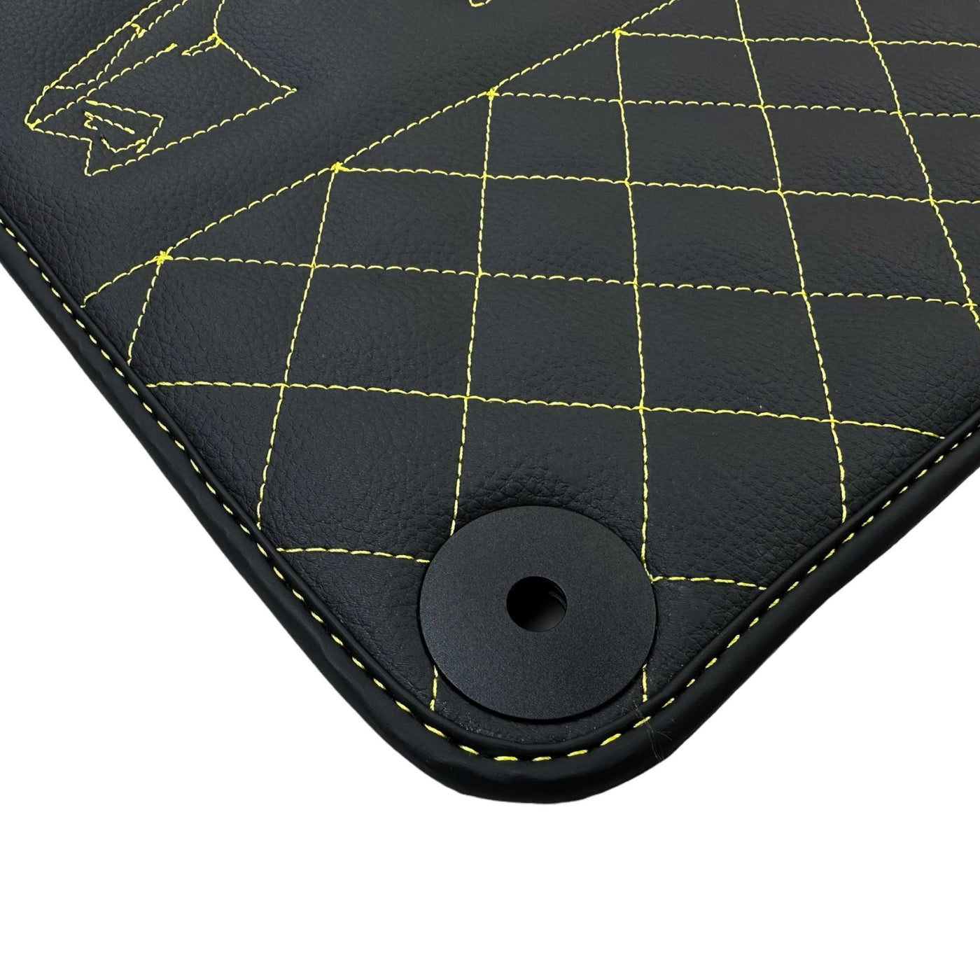 Leather Floor Mats for Lamborghini Huracan Yellow Sewing | ER56 Design - AutoWin