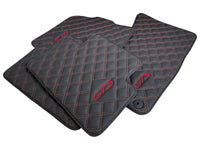 Leather Floor Mats for Porsche Cayenne GTS (2010-2018) Red Sewing - AutoWin