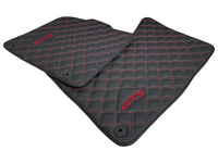 Leather Floor Mats for Porsche Cayenne GTS (2010-2018) Red Sewing - AutoWin