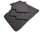 Leather Floor Mats for Porsche Cayenne GTS (2010-2018) Red Sewing - AutoWin