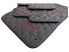 Leather Floor Mats for Porsche Cayenne GTS (2010-2018) Red Sewing - AutoWin