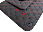 Leather Floor Mats for Porsche Cayenne GTS (2010-2018) Red Sewing - AutoWin