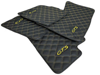 Leather Floor Mats for Porsche Cayenne GTS (2010-2018) Yellow Sewing - AutoWin