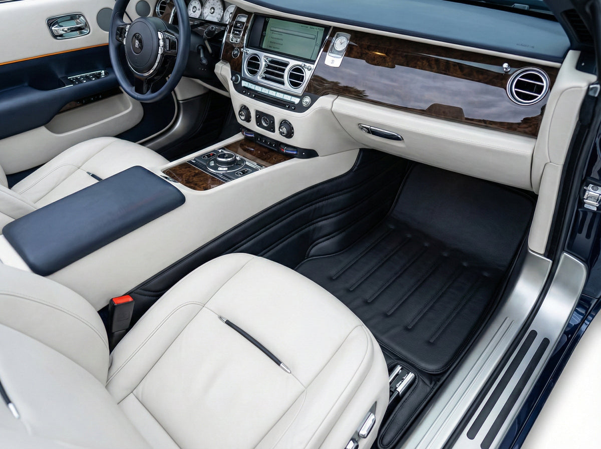 Leather Floor Mats For Rolls Royce Black Badge Dawn Rr6 2016-2023 Black