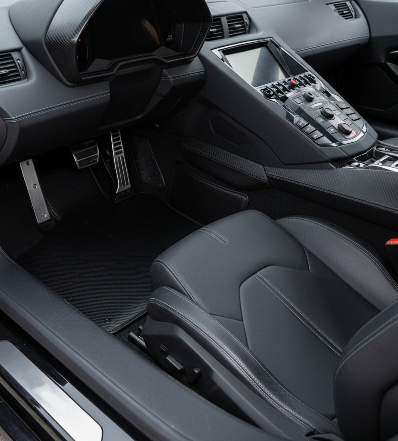 سجاد سيارات قابل للتخصيص لسيارة لامبورغيني أفينتادور من جلد الألياف الكربونية – إصدار محدود