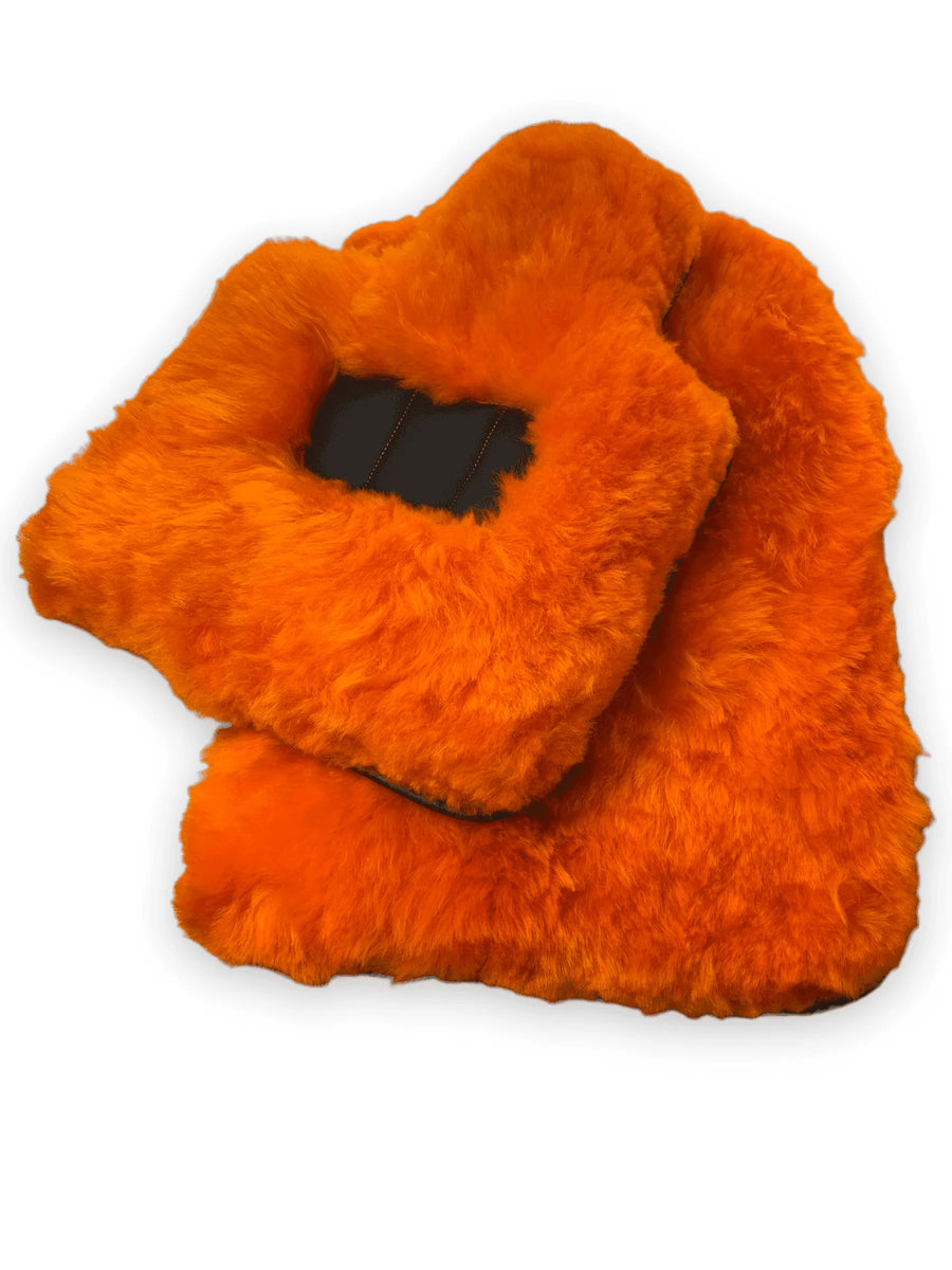 Orange Sheepskin Floor Mats For Rolls Royce Ghost Series II (2021-2024) ER56 Design Brand - AutoWin