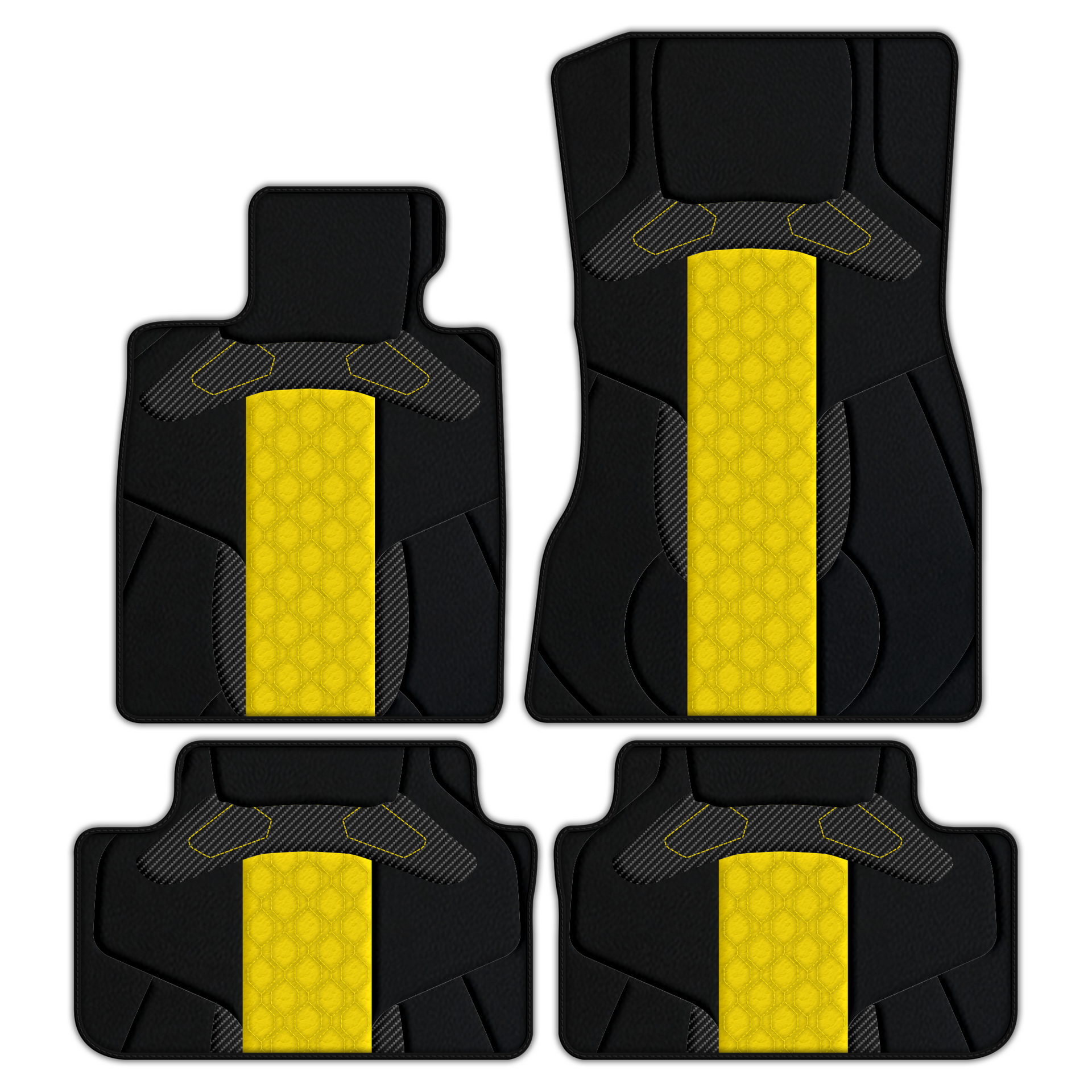 Premium Customizable Leather Floor Mats with AW45 Pattern installed in a BMW 5 Series E28 (1982-1988) sedan, showcasing luxury and style.