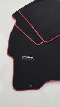 Black Floor Mats For Honda Civic VI (1995-2000) ER56 Design with Red Trim