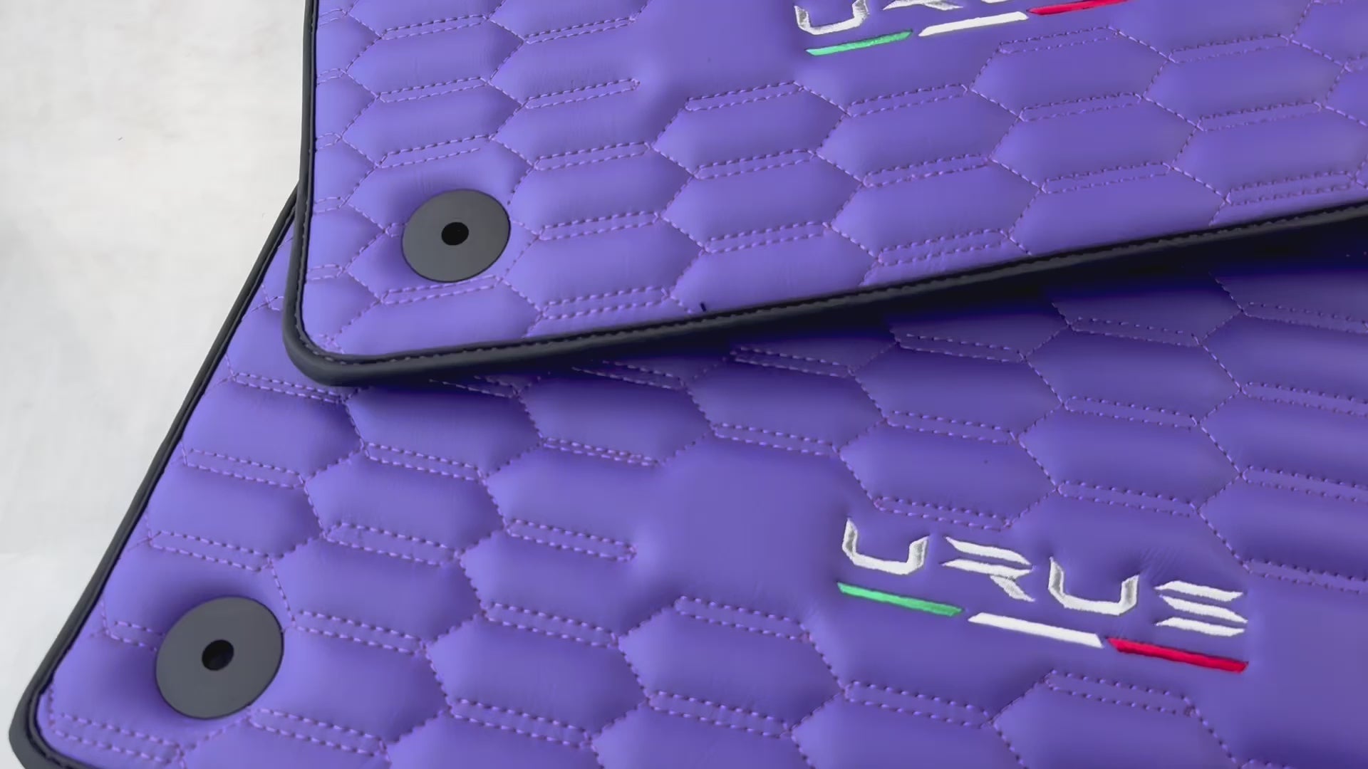 Purple Leather Black Floor Mats for Lamborghini Urus | Black Trim