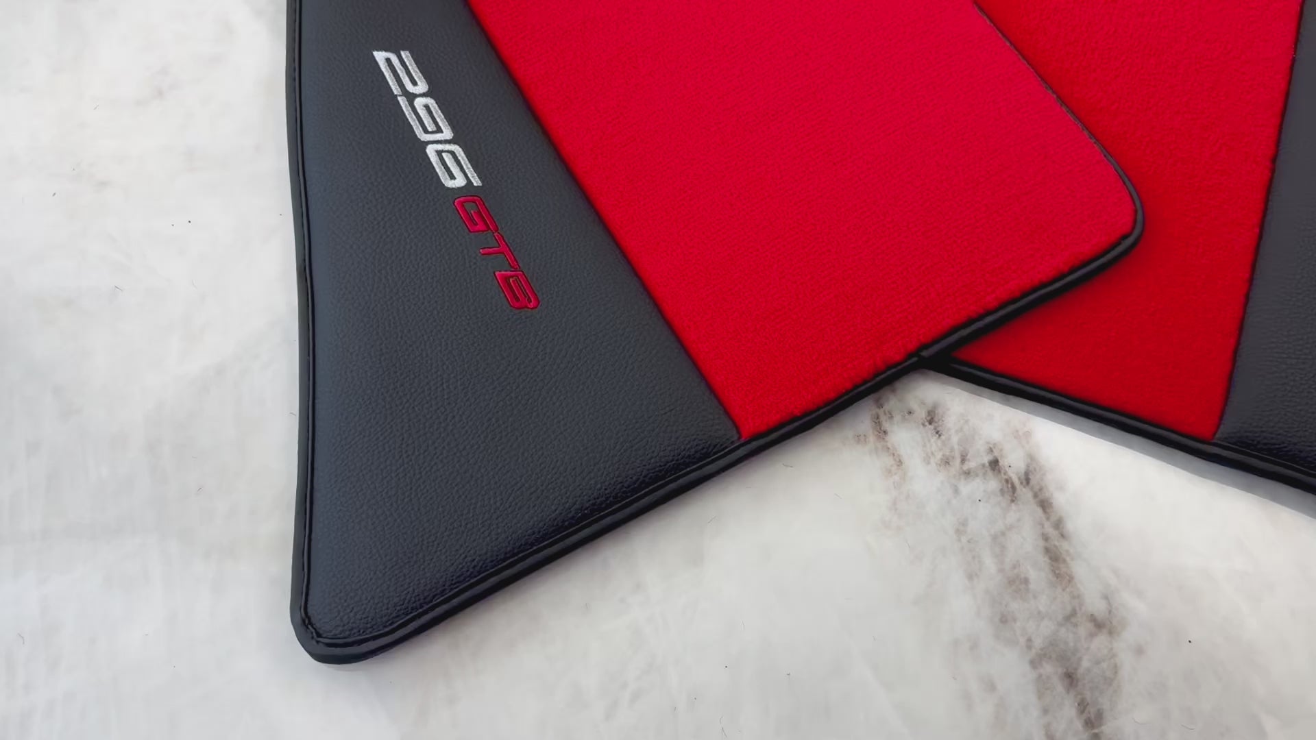 Red Floor Mats for Ferrari 296 GTB (2022-2025) with Leather - AutoWin
