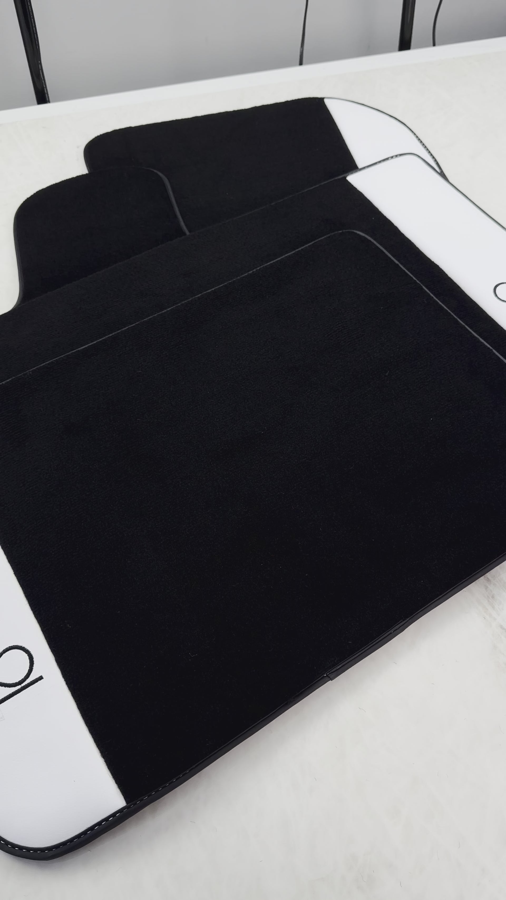 Black Floor Mats For Rolls Royce Black Badge Cullinan White Leather - AutoWin