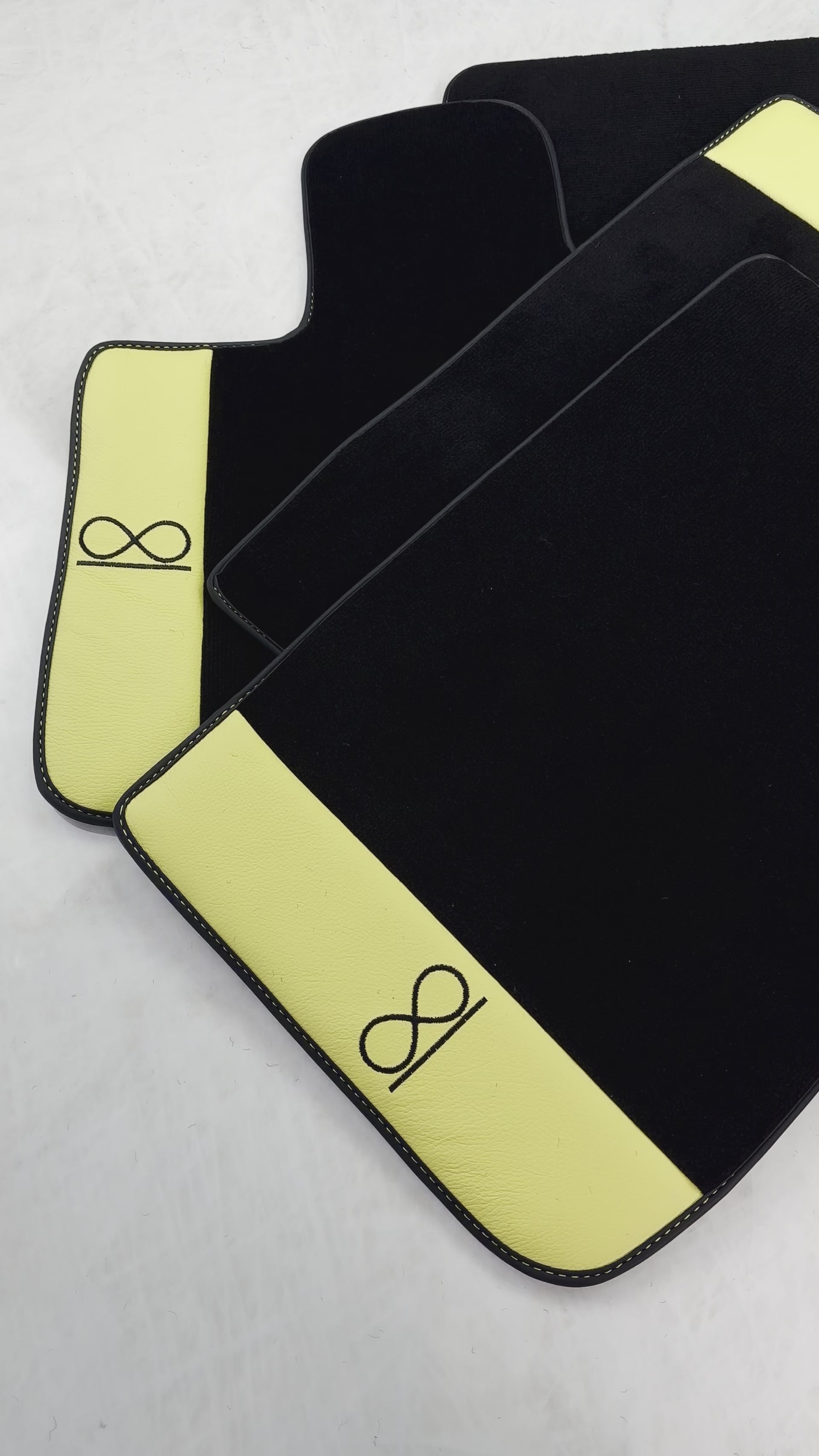 Black Floor Mats For Rolls Royce Black Badge Cullinan Yellow Leather - AutoWin