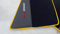 Black Floor Mats for Ferrari 296 GTS (2022-2025) with Leather and Yellow Trim