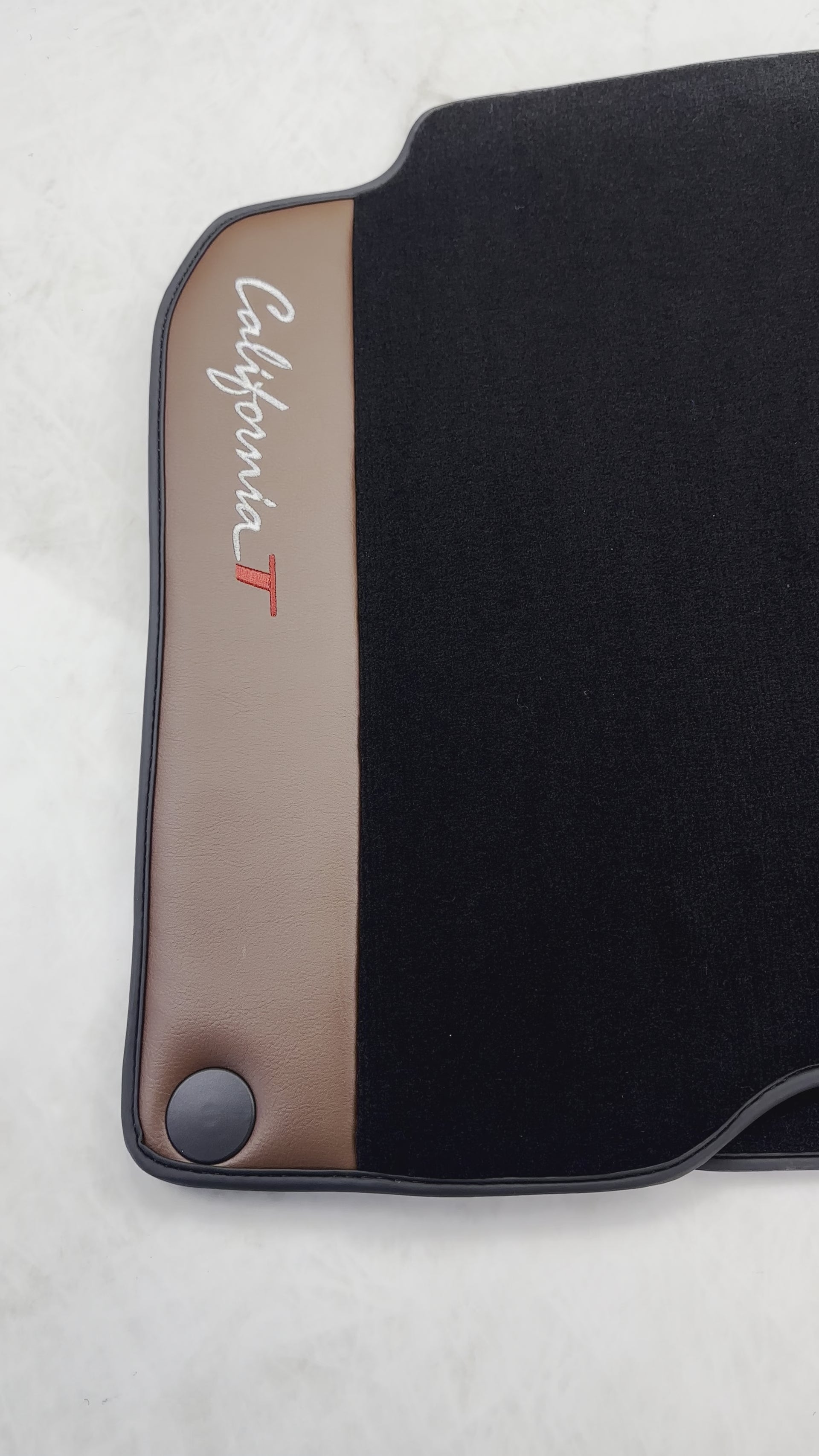 Black Floor Mats For Ferrari California T 2015–2018 with Brown Leather - AutoWin