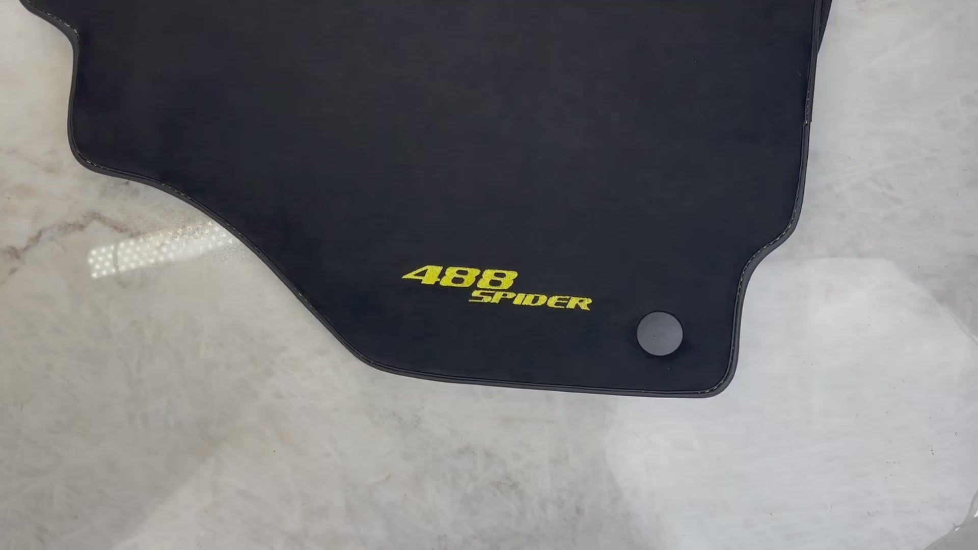 Alcantara Floor Mats for Ferrari 488 Spider 2016-2022 Yellow Sewing - AutoWin