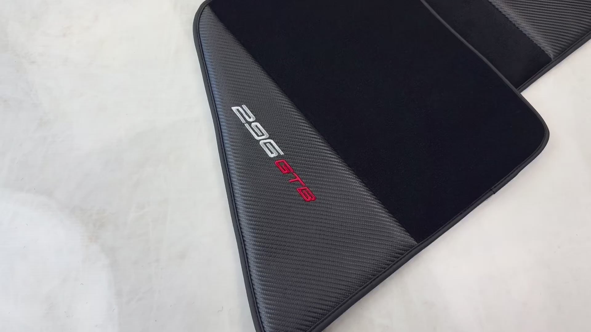 Black Floor Mats for Ferrari 296 GTB (2022-2025) with Carbon Fiber - AutoWin