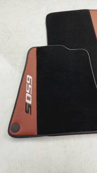 Black Floor Mats For McLaren 650S Black Tailored With Red Leather
