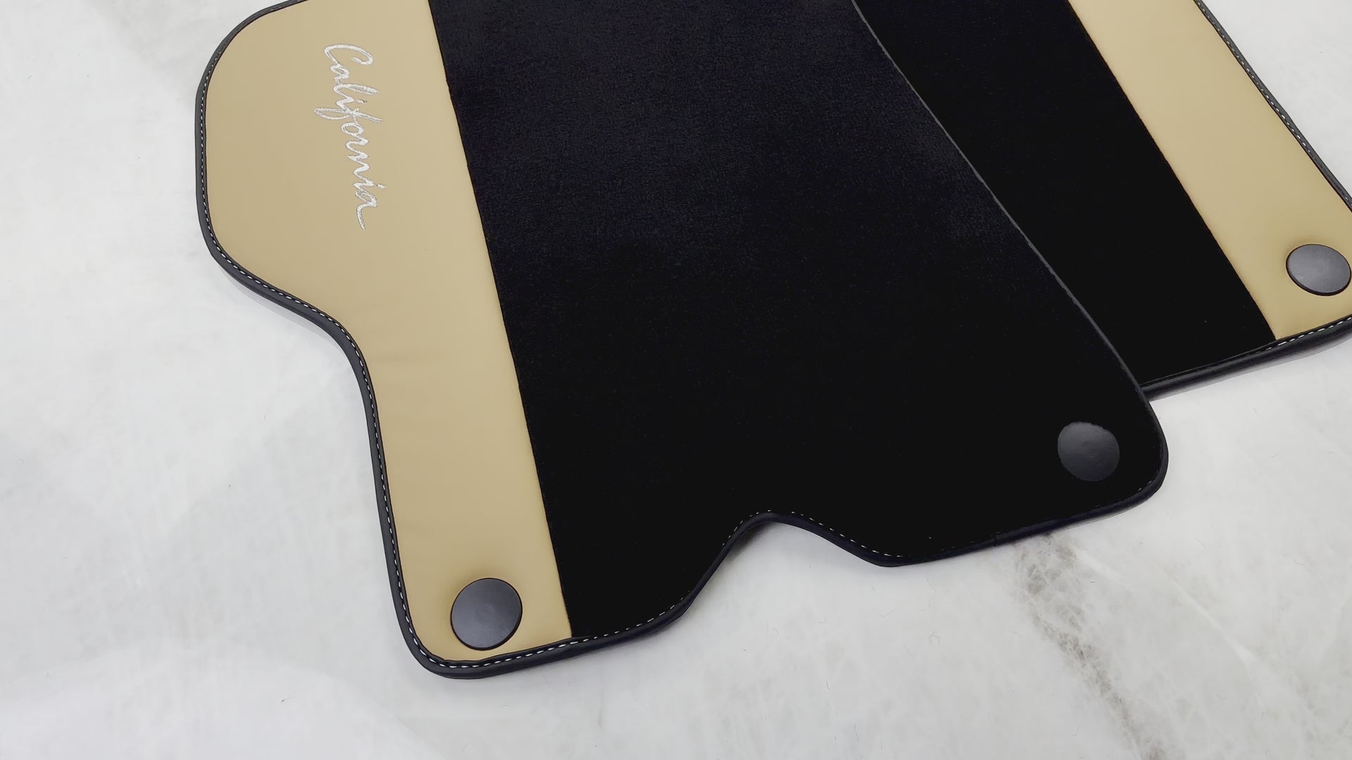 Black Floor Mats for Ferrari California (2008-2014) with Beige Tradizione Nappa Leather - AutoWin
