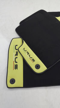 حصائر سيارات سوداء لسيارة لامبورغيني أورس مع جلد ألكنتارا الأصفر