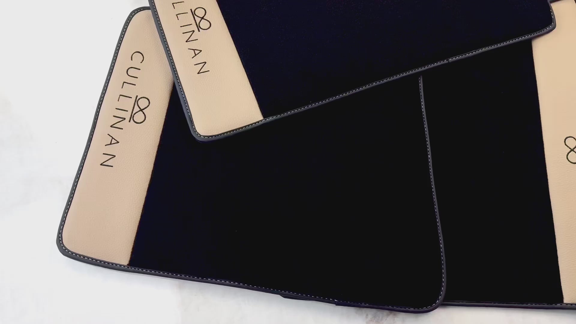 Black Floor Mats for Rolls Royce Cullinan with Beige Leather - AutoWin