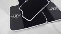 Black Floor Mats for Mini Clubman F54 (2019-2023) with Leather | White Trim