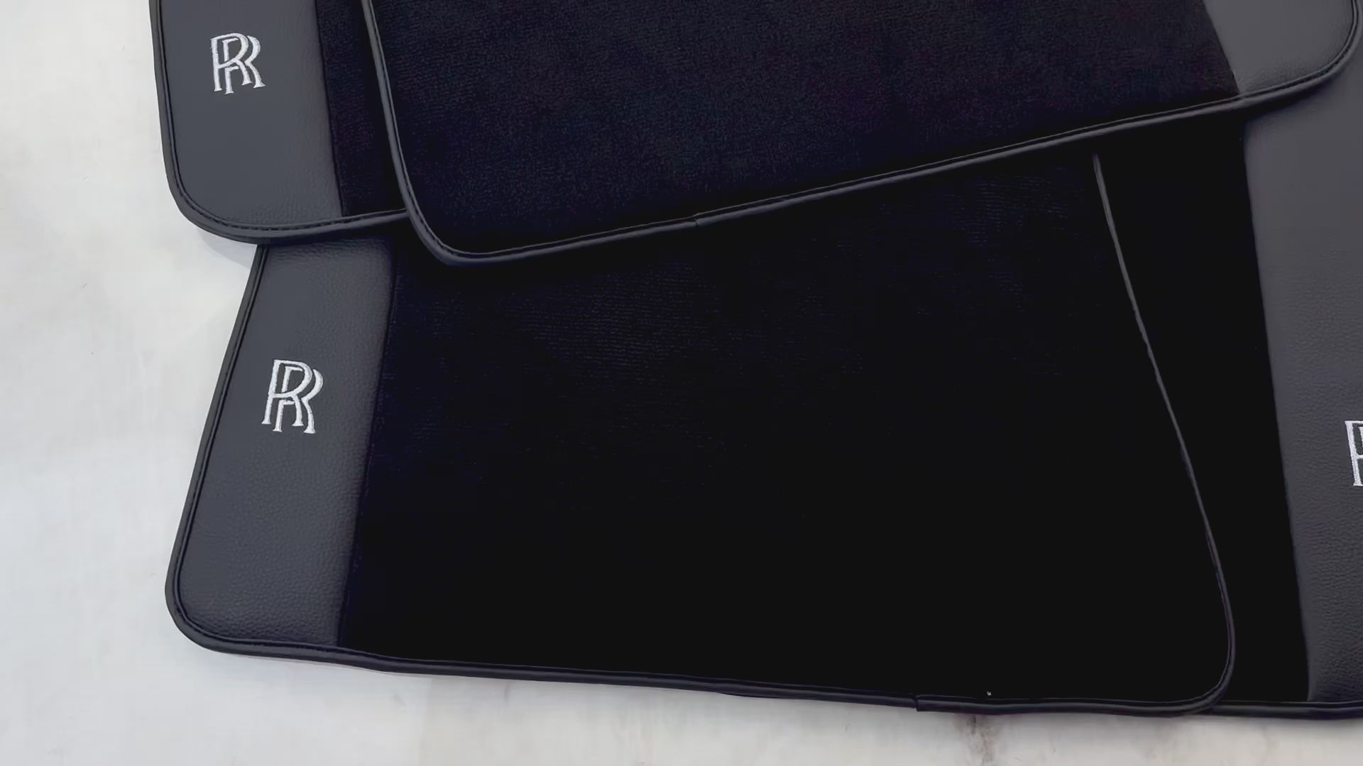 حصائر سيارات سوداء لسيارة رولز رويس كولينان مع جلد أسود - AutoWin