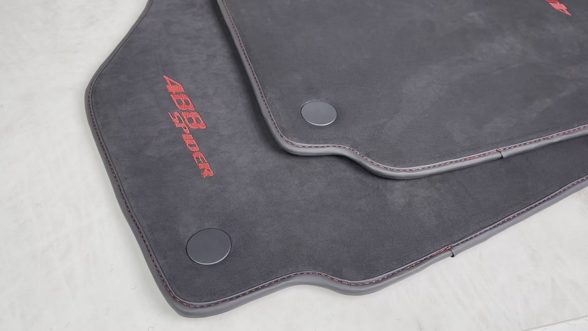 Alcantara Floor Mats for Ferrari 488 Spider 2016-2022 Red Sewing - AutoWin
